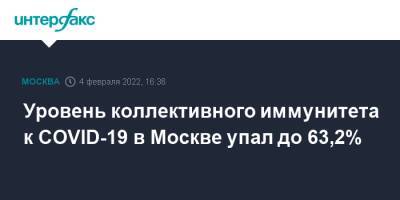 Татьяна Голикова - Уровень коллективного иммунитета к COVID-19 в Москве упал до 63,2% - interfax.ru - Москва - Россия - Москва