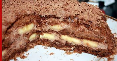 30 минут на кухне: быстрый банановый торт с шоколадными пряниками - profile.ru
