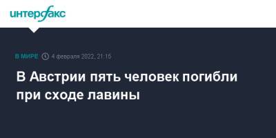 Австрия - Швейцария - В Австрии пять человек погибли при сходе лавины - interfax.ru - Москва - Австрия - Швеция