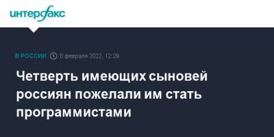 Четверть имеющих сыновей россиян пожелали им стать программистами - interfax.ru - Москва - Россия