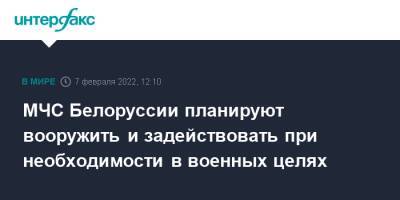 Александр Лукашенко - МЧС Белоруссии планируют вооружить и задействовать при необходимости в военных целях - interfax.ru - Москва - Белоруссия - Минск