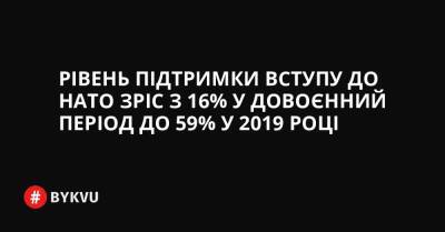 Росії Володимир Путін - Рівень підтримки вступу до НАТО зріс з 16% у довоєнний період до 59% у 2019 році - bykvu.com - Украина - Росія - Срср