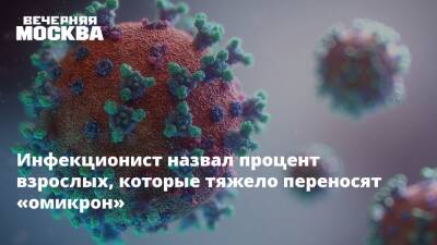 Инфекционист назвал процент взрослых, которые тяжело переносят «омикрон» - vm.ru