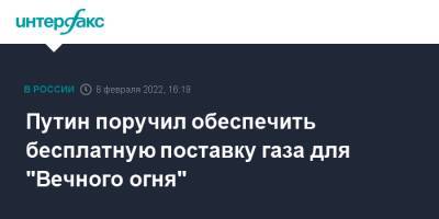 Владимир Путин - Михаил Мишустин - Алексей Миллер - Путин поручил обеспечить бесплатную поставку газа для "Вечного огня" - interfax.ru - Москва - Россия