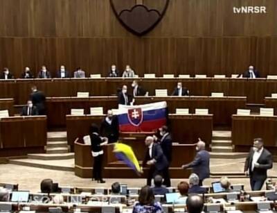 В парламенте Словакии депутатов-провокаторов поставили на место за украинский флаг (ВИДЕО) - rusonline.org - США - Украина - Словакия