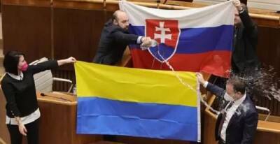 Зузана Чапутова - Энтони Блинкеный - В Словакии депутаты парламента облили флаг Украины водой, после чего унесли его - runews24.ru - США - Украина - Вашингтон - Словакия