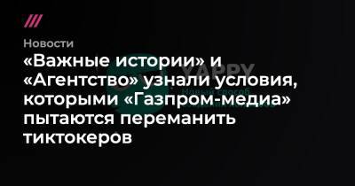 «Важные истории» и «Агентство» узнали условия, которыми «Газпром-медиа» пытаются переманить тиктокеров - tvrain.ru