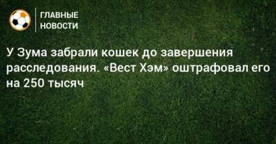 У Зума забрали кошек до завершения расследования. «Вест Хэм» оштрафовал его на 250 тысяч - bombardir.ru