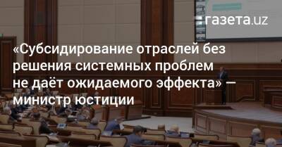 «Субсидирование отраслей без решения системных проблем не даёт ожидаемого эффекта» — министр юстиции - gazeta.uz - Узбекистан