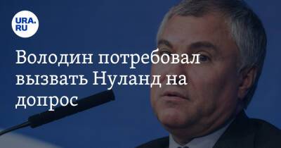 Вячеслав Володин - Виктория Нуланд - Володин потребовал вызвать Нуланд на допрос - ura.news - Россия - США - Украина