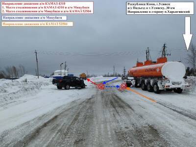 В Усинске водитель выехал на встречку и получил серьезные травмы - komiinform.ru - Усинск - Камаз