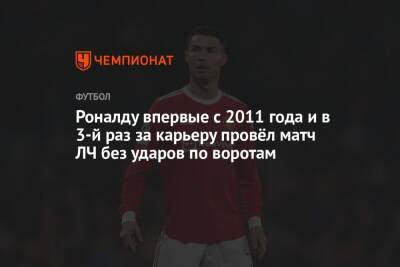 Криштиану Роналду - Роналду впервые с 2011 года и в 3-й раз за карьеру провёл матч ЛЧ без ударов по воротам - championat.com