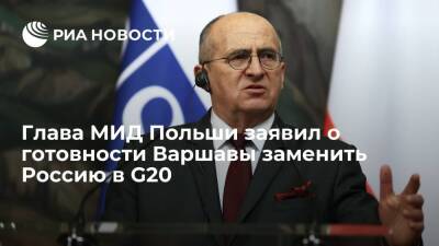 Збигнев Рау - Глава МИД Польши Рау заявил о готовности Варшавы заменить Россию в G20 - ria.ru - Россия - Польша - Нью-Йорк - Варшава - Нью-Йорк
