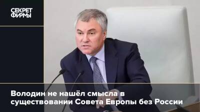 Вячеслав Володин - Володин не нашёл смысла в существовании Совета Европы без России - secretmag.ru - Москва - Россия