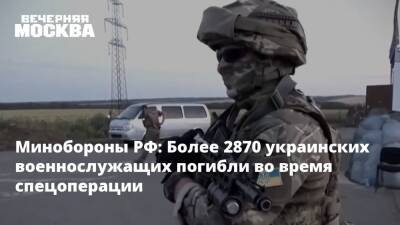 Минобороны РФ: Более 2870 украинских военнослужащих погибли во время спецоперации - vm.ru - Россия - Украина