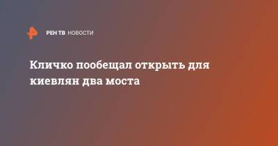 Владимир Путин - Виталий Кличко - Кличко пообещал открыть для киевлян два моста - ren.tv - Россия - Украина - Киев - ДНР - ЛНР - Киев - Киев - Донецкая обл.