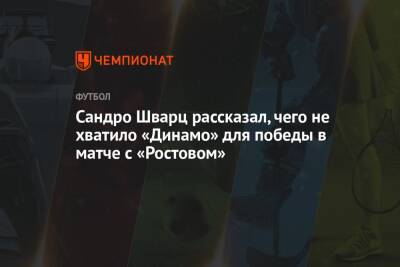 Сандро Шварц - Микеле Антонов - Сандро Шварц рассказал, чего не хватило «Динамо» для победы в матче с «Ростовом» - championat.com