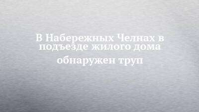 В Набережных Челнах в подъезде жилого дома обнаружен труп - chelny-izvest.ru - Набережные Челны