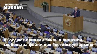 В Госдуме приняли закон о лишении свободы за фейки про Российскую армию - vm.ru - Россия