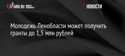 Молодежь Ленобласти может получить гранты до 1,5 млн рублей - ivbg.ru - Россия - Украина - Ленинградская обл. - Ленобласть