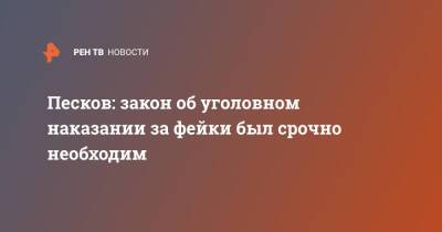 Дмитрий Песков - Песков: закон об уголовном наказании за фейки был срочно необходим - ren.tv - Россия