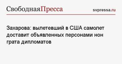 Мария Захарова - Захарова: вылетевший в США самолет доставит объявленных персонами нон грата дипломатов - svpressa.ru - Москва - Россия - США - Украина - Вашингтон - Санкт-Петербург