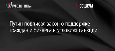 Владимир Путин - Путин подписал закон о поддержке граждан и бизнеса в условиях санкций - ivbg.ru - Россия - Украина - Крым