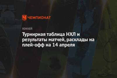 Артемий Панарин - Валерий Ничушкин - Турнирная таблица НХЛ и результаты матчей, расклады на плей-офф на 14 апреля - championat.com - Россия - Лос-Анджелес - Нью-Йорк - шт. Колорадо - Нью-Йорк