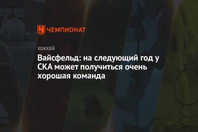 Леонид Вайсфельд - Вайсфельд: на следующий год у СКА может получиться очень хорошая команда - championat.com - Москва - Санкт-Петербург