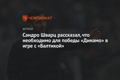 Сандро Шварц - Сандро Шварц рассказал, что необходимо для победы «Динамо» в игре с «Балтикой» - championat.com - Россия - Нижний Новгород