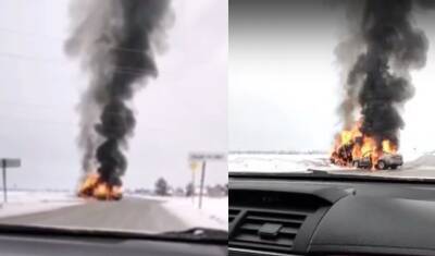 Недалеко от Тюмени после ДТП сгорели ГАЗель и Nissan - nashgorod.ru - Тюмень - Тюменская обл.