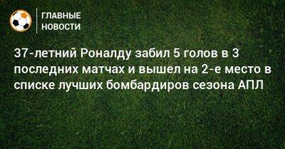 Криштиану Роналду - Мохамед Салах - 37-летний Роналду забил 5 голов в 3 последних матчах и вышел на 2-е место в списке лучших бомбардиров сезона АПЛ - bombardir.ru