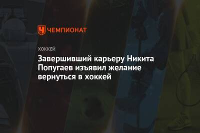 Павел Панышев - Завершивший карьеру Никита Попугаев изъявил желание вернуться в хоккей - championat.com - Москва - Нижнекамск