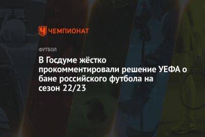 Дмитрий Свищев - Микеле Антонов - В Госдуме жёстко прокомментировали решение УЕФА о бане российского футбола на сезон 22/23 - championat.com - Россия