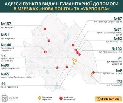 Где выдают гуманитарную помощь в Харькове 15 июня (карта) - objectiv.tv - Украина - Харьковская обл. - Харьков