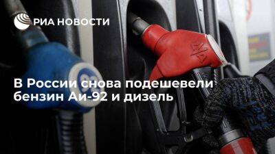 Росстат: бензин Аи-92 и дизель за неделю снова подешевели, в этот раз на две копейки - smartmoney.one - Москва - Россия - Санкт-Петербург - респ. Чечня - Ульяновская - Сахалинская обл. - Санкт-Петербург - Москва