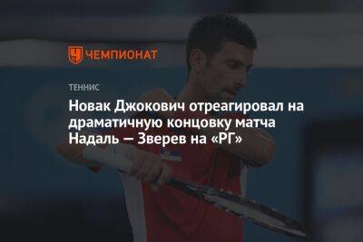 Джокович Новак - Рафаэль Надаль - Александр Зверев - Новак Джокович отреагировал на драматичную концовку матча Надаль — Зверев на «РГ» - championat.com