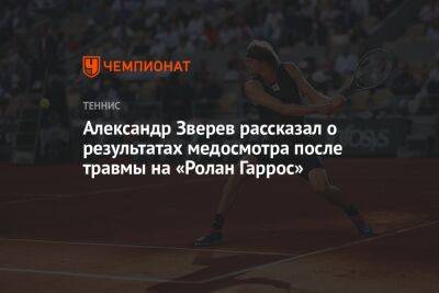 Рафаэль Надаль - Александр Зверев - Александр Зверев рассказал о результатах медосмотра после травмы на «Ролан Гаррос» - championat.com - Германия