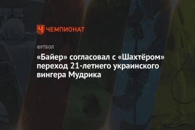 Михаил Мудрик - «Байер» согласовал с «Шахтёром» переход 21-летнего украинского вингера Мудрика - championat.com - Украина - Донецк