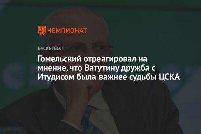 Андрей Ватутин - Владимир Гомельский - Андрей Лопатин - Гомельский отреагировал на мнение, что Ватутину дружба с Итудисом была важнее судьбы ЦСКА - championat.com - Греция
