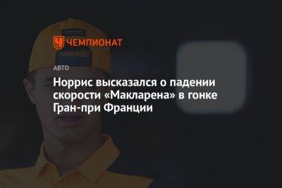 Максим Ферстаппен - Фернандо Алонсо - Ландо Норрис - Норрис высказался о падении скорости «Макларена» в гонке Гран-при Франции - championat.com - Англия - Франция