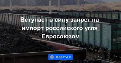 Николай Шульгинов - Вступает в силу запрет на импорт российского угля Евросоюзом - smartmoney.one - Россия - Франция