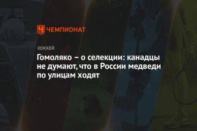 Сергей Емельянов - Гомоляко – о селекции: канадцы не думают, что в России медведи по улицам ходят - championat.com - Россия