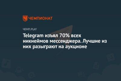 Павел Дуров - Telegram изъял 70% всех никнеймов мессенджера. Лучшие из них разыграют на аукционе - championat.com - Иран