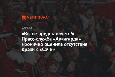 «Вы не представляете!» Пресс-служба «Авангарда» иронично оценила отсутствие драки с «Сочи» - championat.com - Сочи - Омск