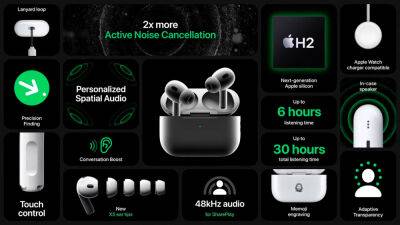 Apple анонсувала TWS-навушники AirPods Pro 2 — чип Apple H2 та вдвічі краще шумозаглушення за $249 - bin.ua - США - Украина