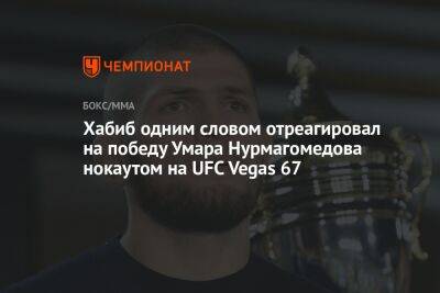 Хабиб Нурмагомедов - Умар Нурмагомедов - Хабиб одним словом отреагировал на победу Умара Нурмагомедова нокаутом на UFC Vegas 67 - championat.com - Бразилия