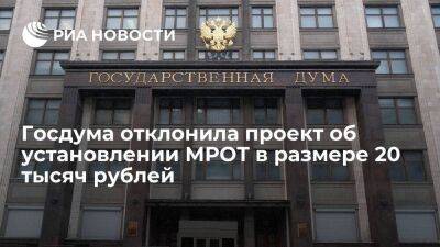 Госдума отклонила законопроект ЛДПР об установлении МРОТ в размере 20 тысяч рублей - smartmoney.one - Россия