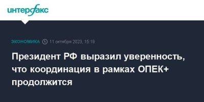 Владимир Путин - Президент РФ выразил уверенность, что координация в рамках ОПЕК+ продолжится - smartmoney.one - Москва - Россия - Ирак