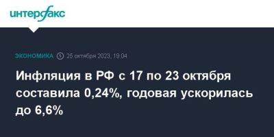 Инфляция в РФ с 17 по 23 октября составила 0,24%, годовая ускорилась до 6,6% - smartmoney.one - Москва - Россия